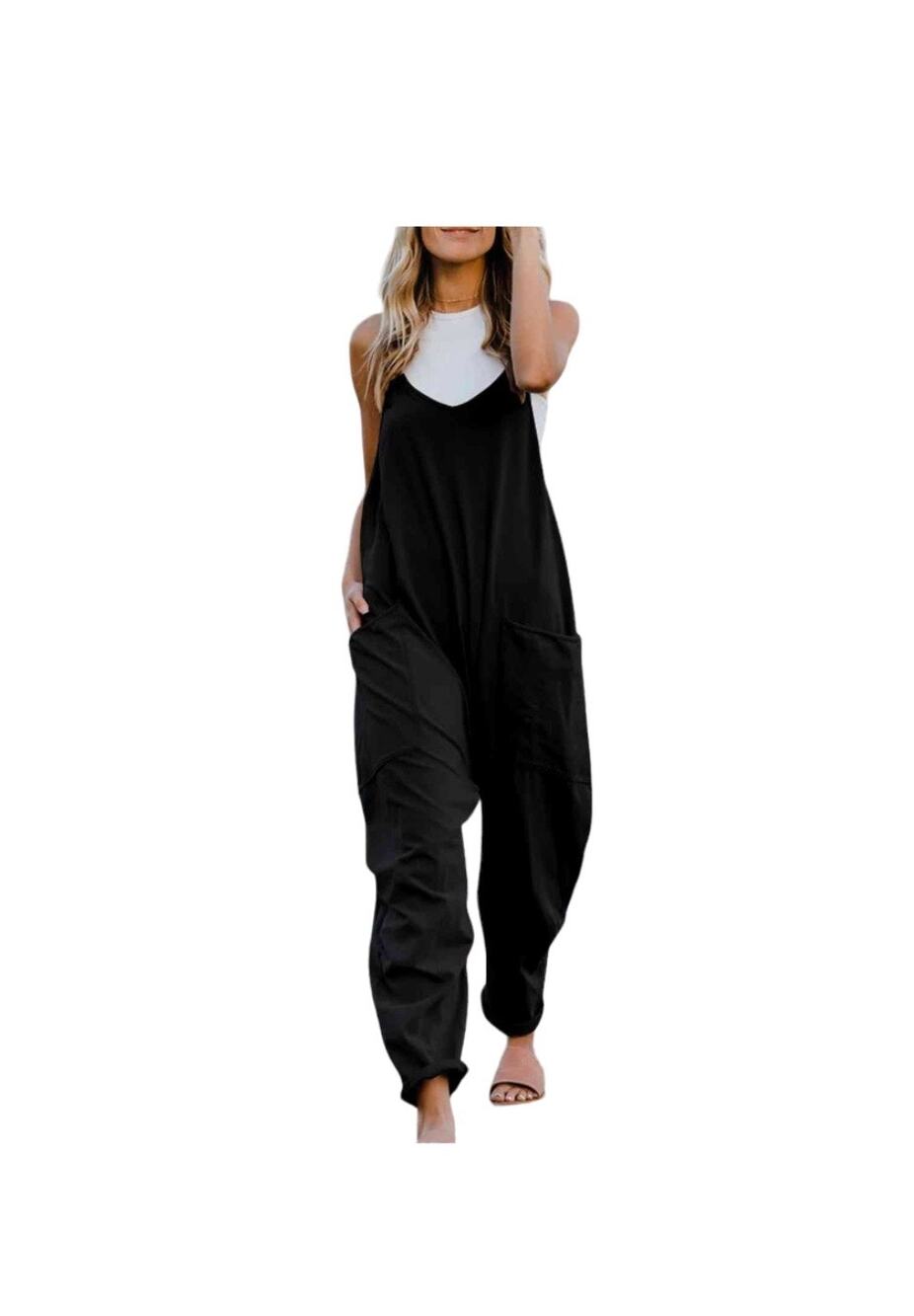 New Ladies Full Size Romper Jumpsuit With Pockets Large